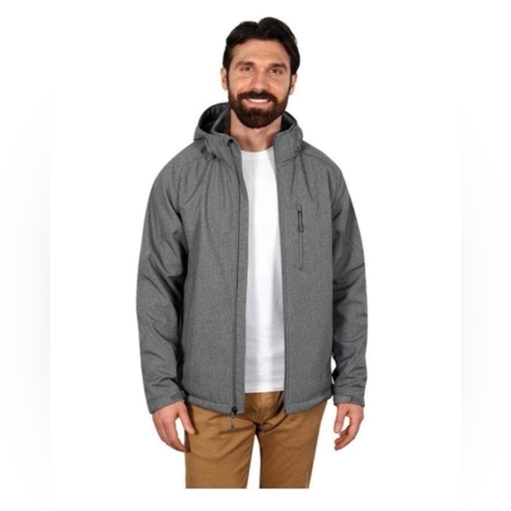 Kirkland Signature Mens Fleece Lined Softshell Jacket (Grey Heather, Medium) NWT